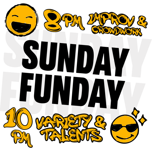 Poster for Sunday Funday Comedy Shows at Backroom Comedy Club