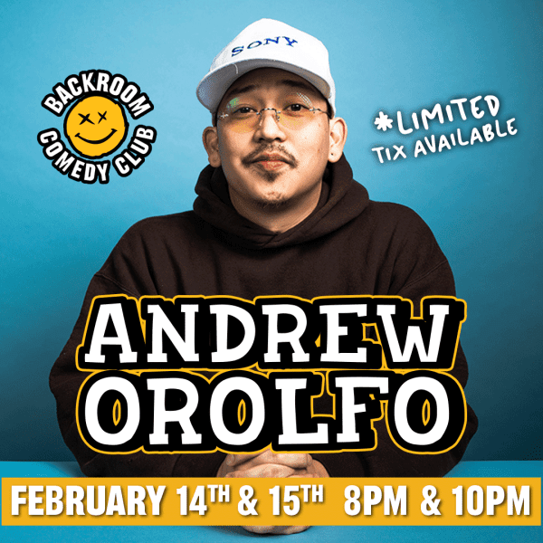 Poster for Andrew Orolfo at Backroom Comedy Club