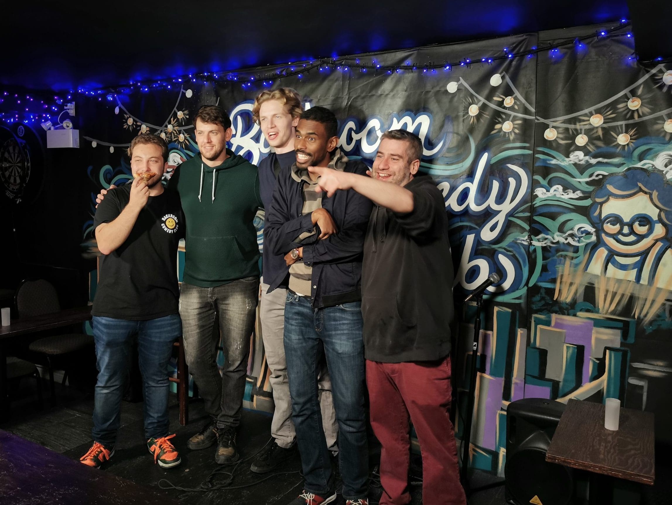 Comics on stage at Backroom Comedy Club